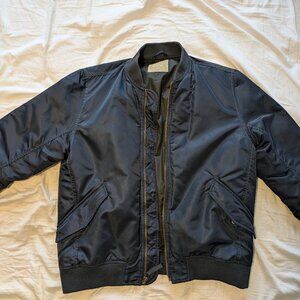 Navy Everlane bomber jacket
